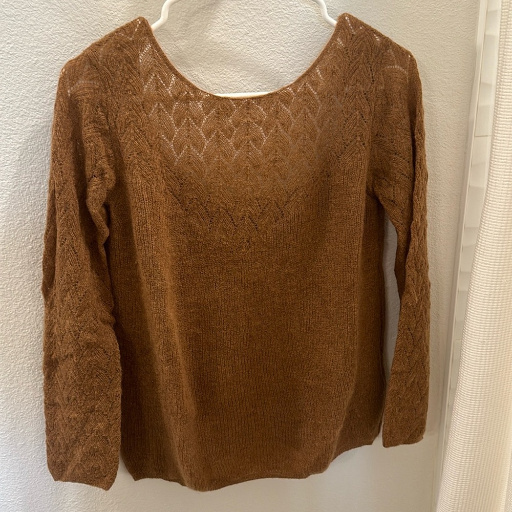 Sezane brown scoop back sweater